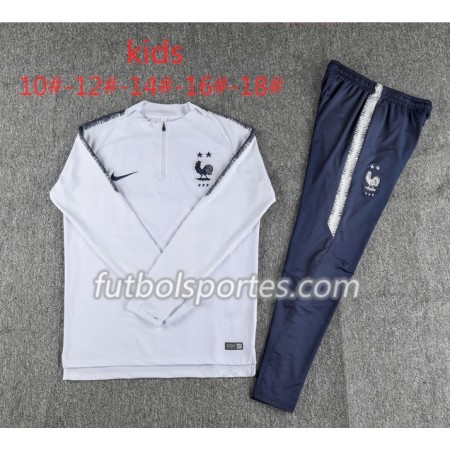 Francia 2 Stars Niño Sudadera de Entrenamiento Trajes Blanco 2018